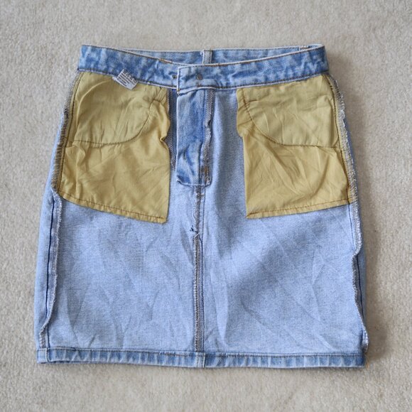 Vintage 100% cotton denim mini pencil skirt blue XS XXS S - Picture 4 of 6